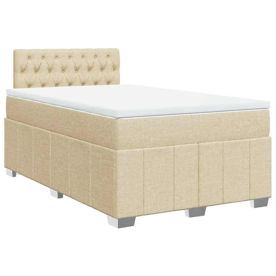 Sommier à lattes de lit avec matelas Crème 120x200 cm Tissu - 2