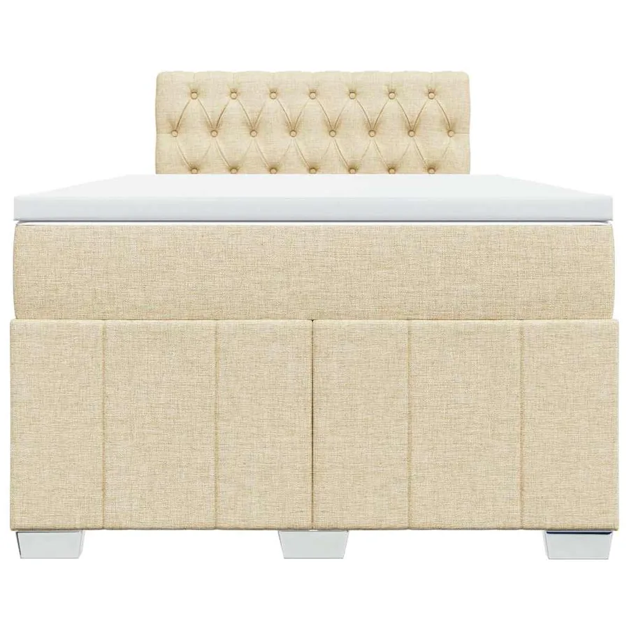 Sommier à lattes de lit avec matelas Crème 120x200 cm Tissu - 4