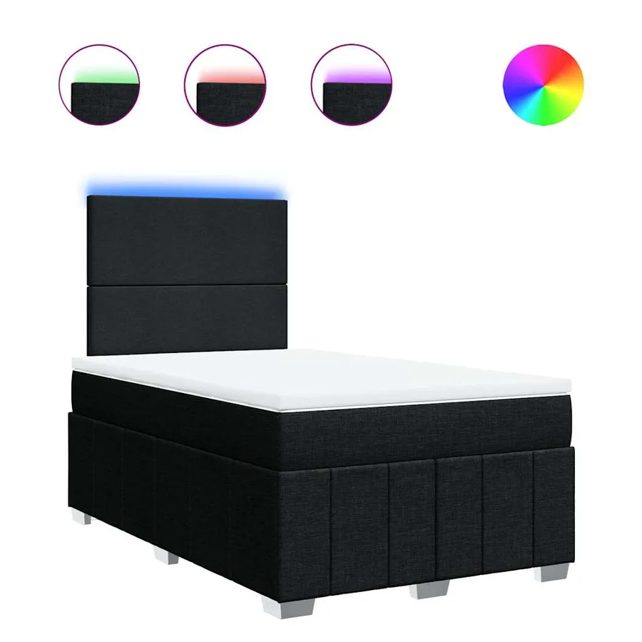 Sommier à lattes de lit avec matelas Noir 120x200 cm Tissu - 2