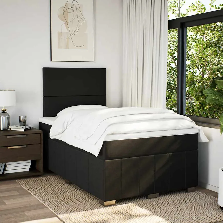 Sommier à lattes de lit avec matelas Noir 120x200 cm Tissu - 5