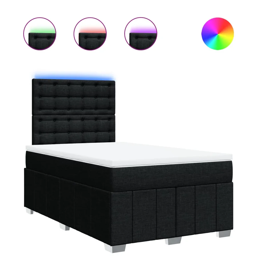 Sommier à lattes de lit avec matelas Noir 120x200 cm Tissu - 2
