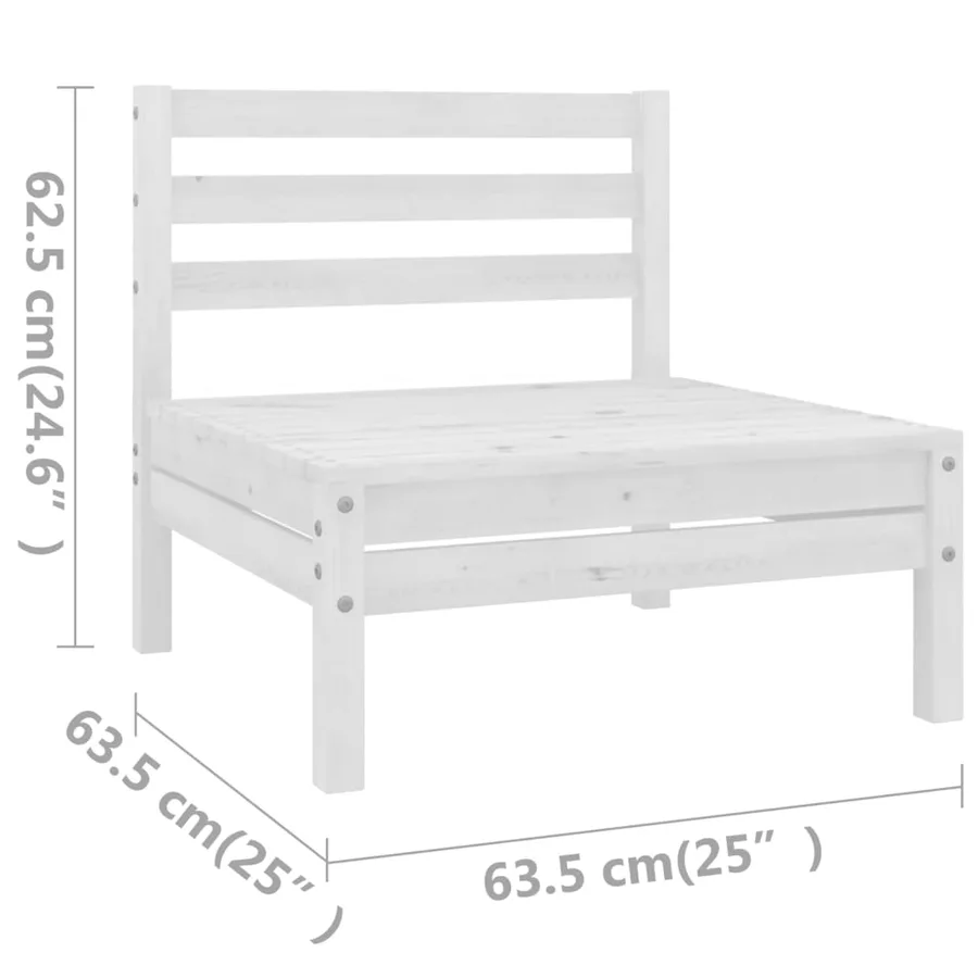 Salon de jardin 5 pcs Bois de pin massif Blanc - 7