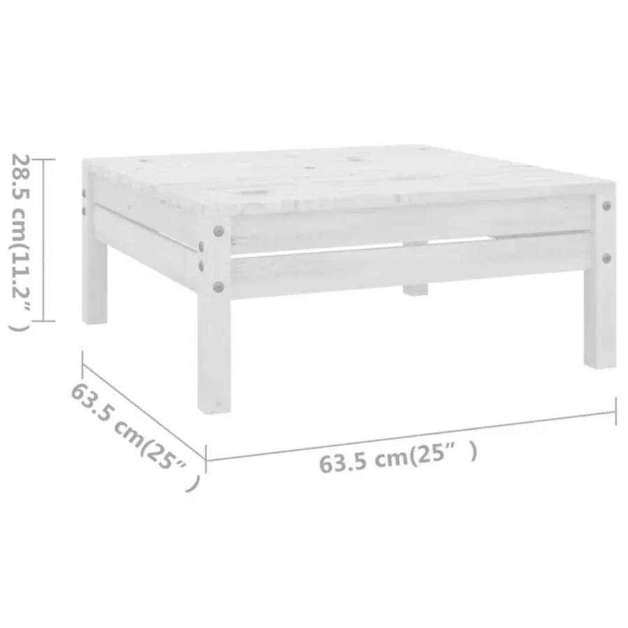 Salon de jardin 5 pcs Bois de pin massif Blanc - 8