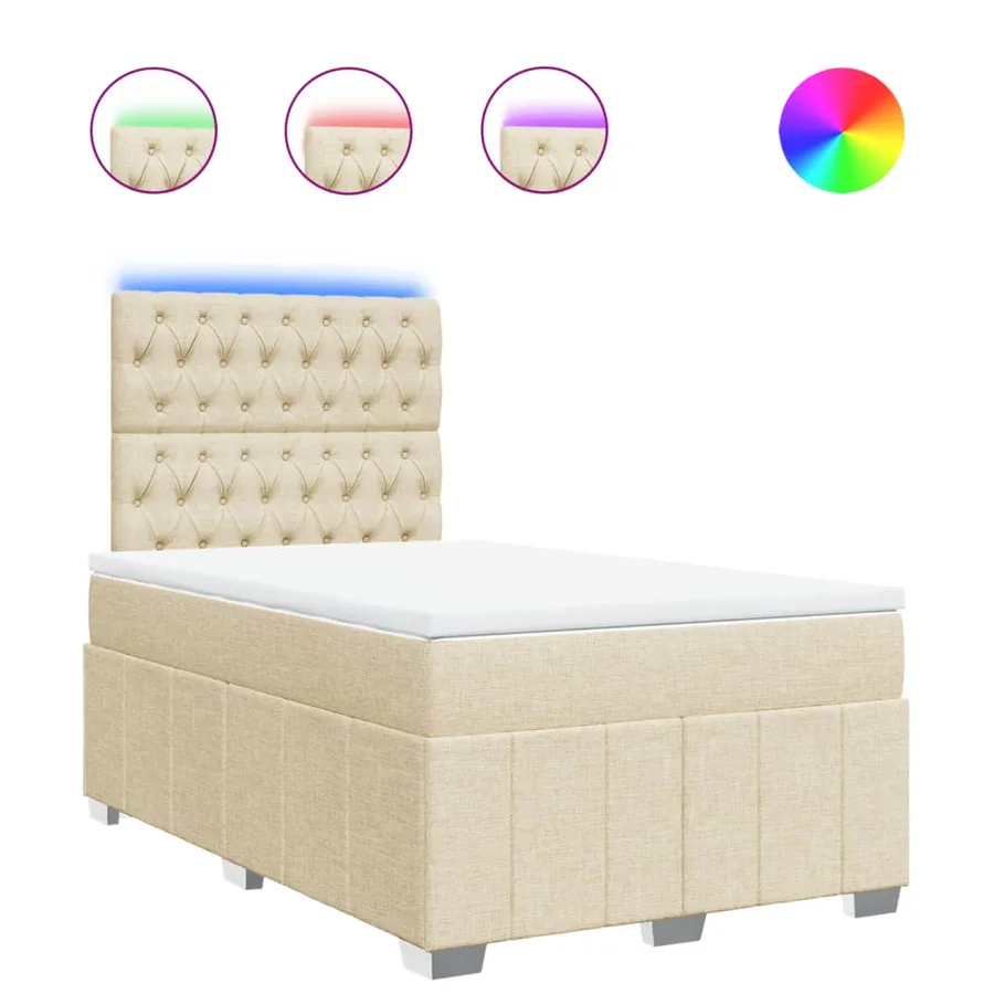 Sommier à lattes de lit avec matelas Crème 120x200 cm Tissu - 2