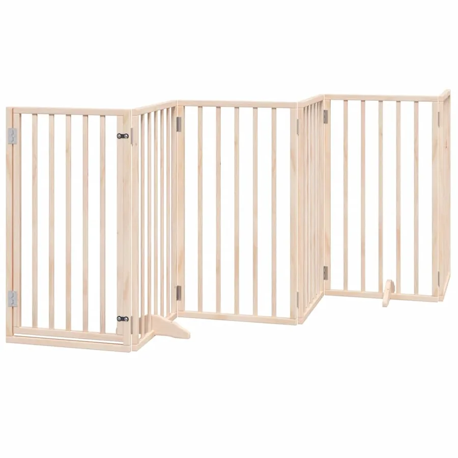 Barrière pour chien avec porte pliable 6 panneaux 300 cm Bois de peuplier - 2
