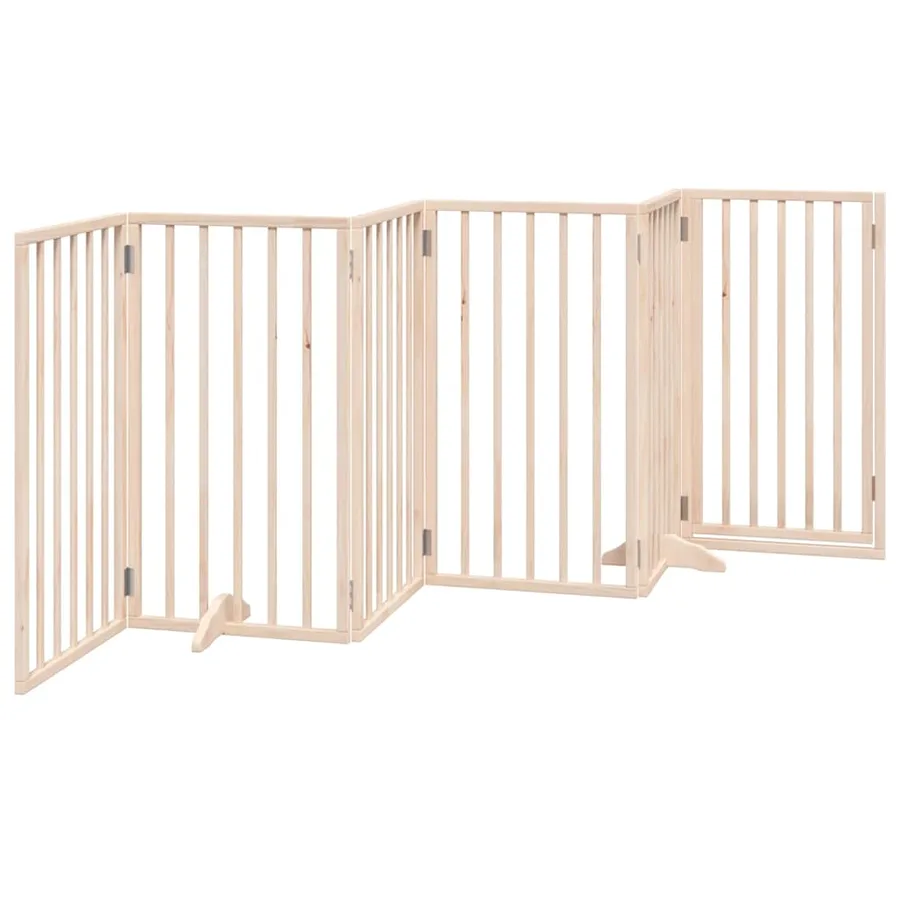 Barrière pour chien avec porte pliable 6 panneaux 300 cm Bois de peuplier - 6