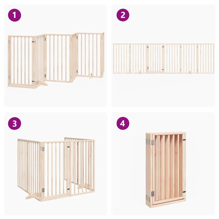 Barrière pour chien avec porte pliable 6 panneaux 300 cm Bois de peuplier - 7