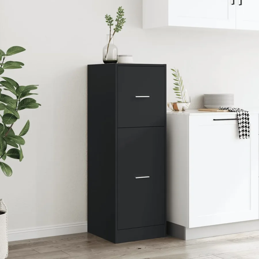 Armoire d'apothicaire noir 40x41x118 cm bois d'ingénierie - 3