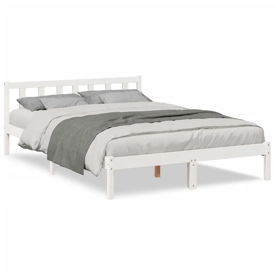 Cadre de lit extra long sans matelas 140x210 cm bois massif pin - 2