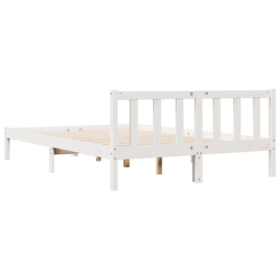 Cadre de lit extra long sans matelas 140x210 cm bois massif pin - 5