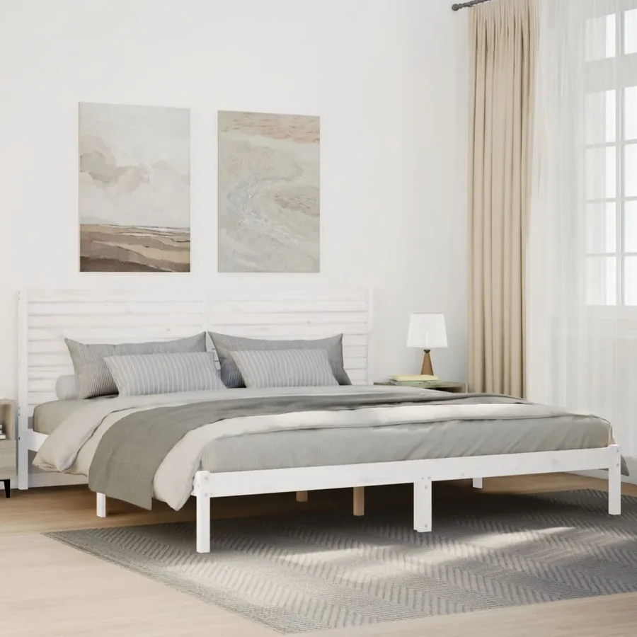 Cadre de lit extra long sans matelas 180x210 cm bois massif
