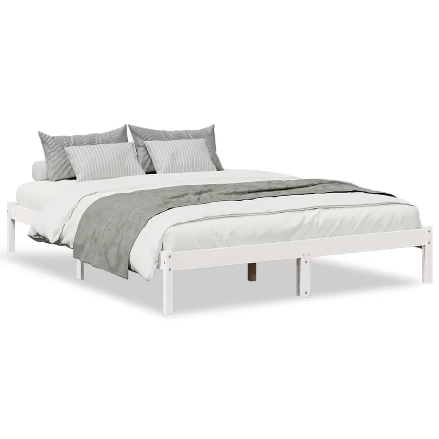 Cadre de lit extra long sans matelas 140x220 cm bois massif pin - 2