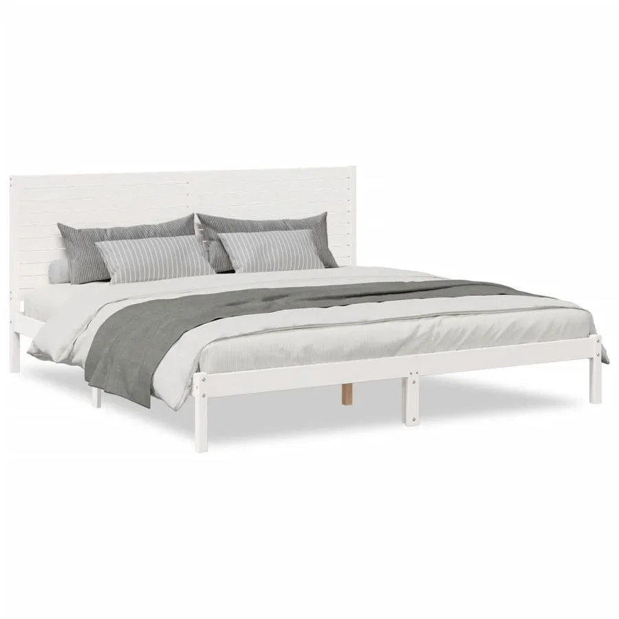 Cadre de lit extra long sans matelas 200x210 cm bois massif - 2