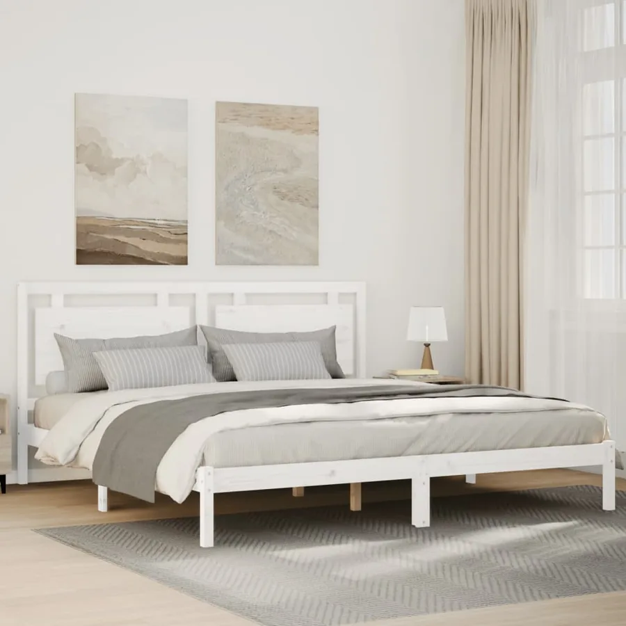 Cadre de lit extra long sans matelas 200x220 cm bois massif