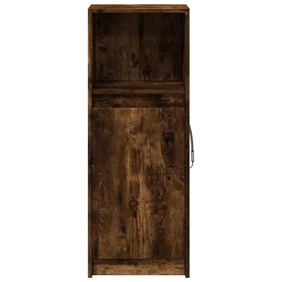 Buffet avec LED chêne fumé 38x34x100 cm bois d'ingénierie - 6
