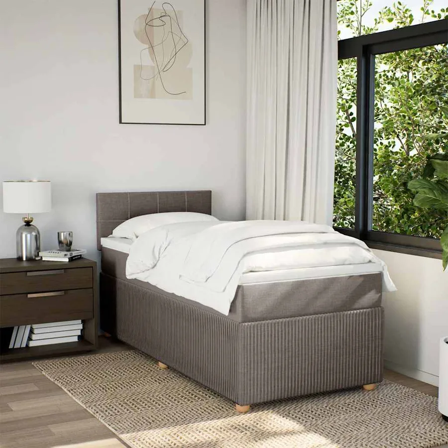 Sommier à lattes de lit avec matelas Taupe 90x200 cm Tissu - 4
