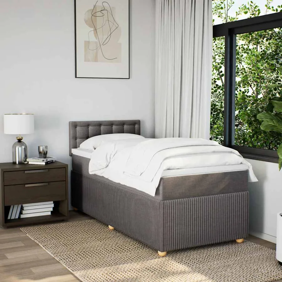 Sommier à lattes de lit avec matelas Taupe 90x200 cm Tissu - 4