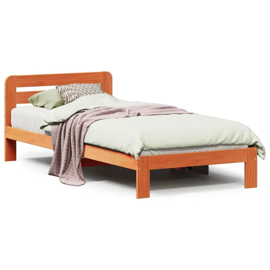 Cadre de lit sans matelas cire marron 90x190 cm bois pin massif - 2