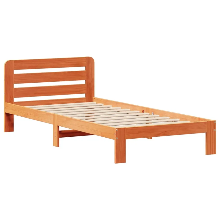 Cadre de lit sans matelas cire marron 90x190 cm bois pin massif - 3