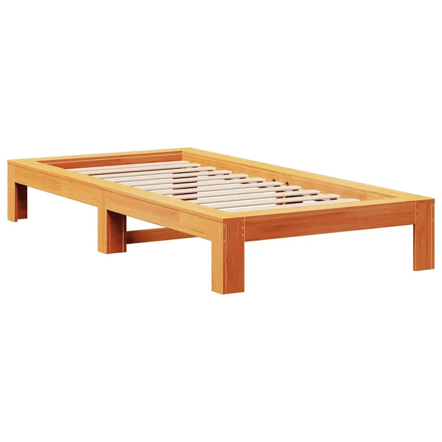 Cadre de lit sans matelas cire marron 75x190 cm bois pin massif - 3
