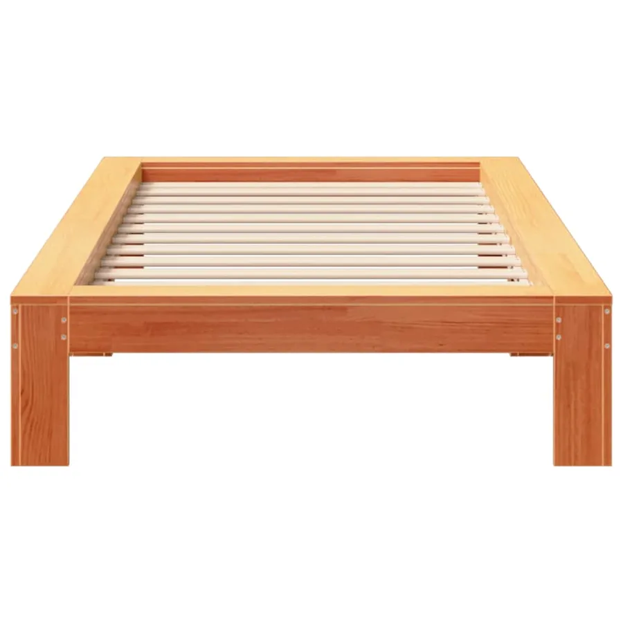 Cadre de lit sans matelas cire marron 75x190 cm bois pin massif - 4