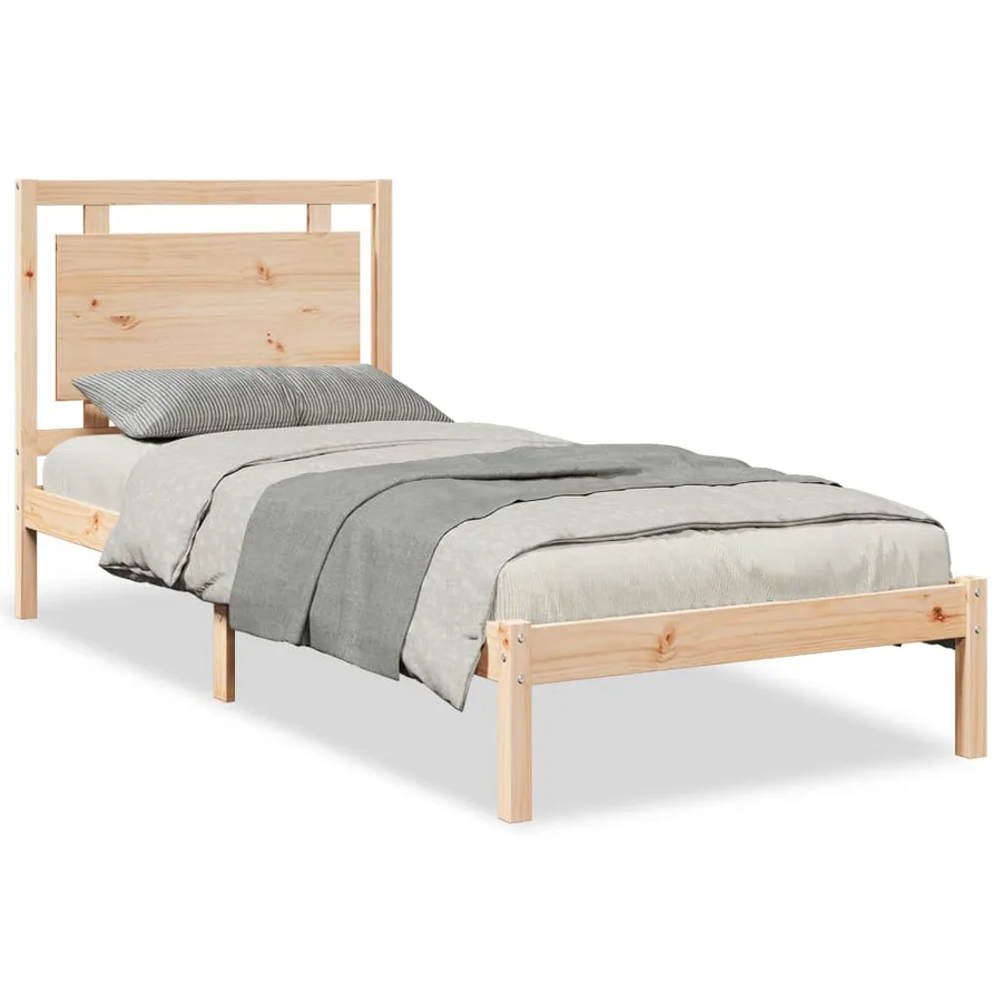 Cadre de lit extra long sans matelas 100x210 cm bois massif - 2