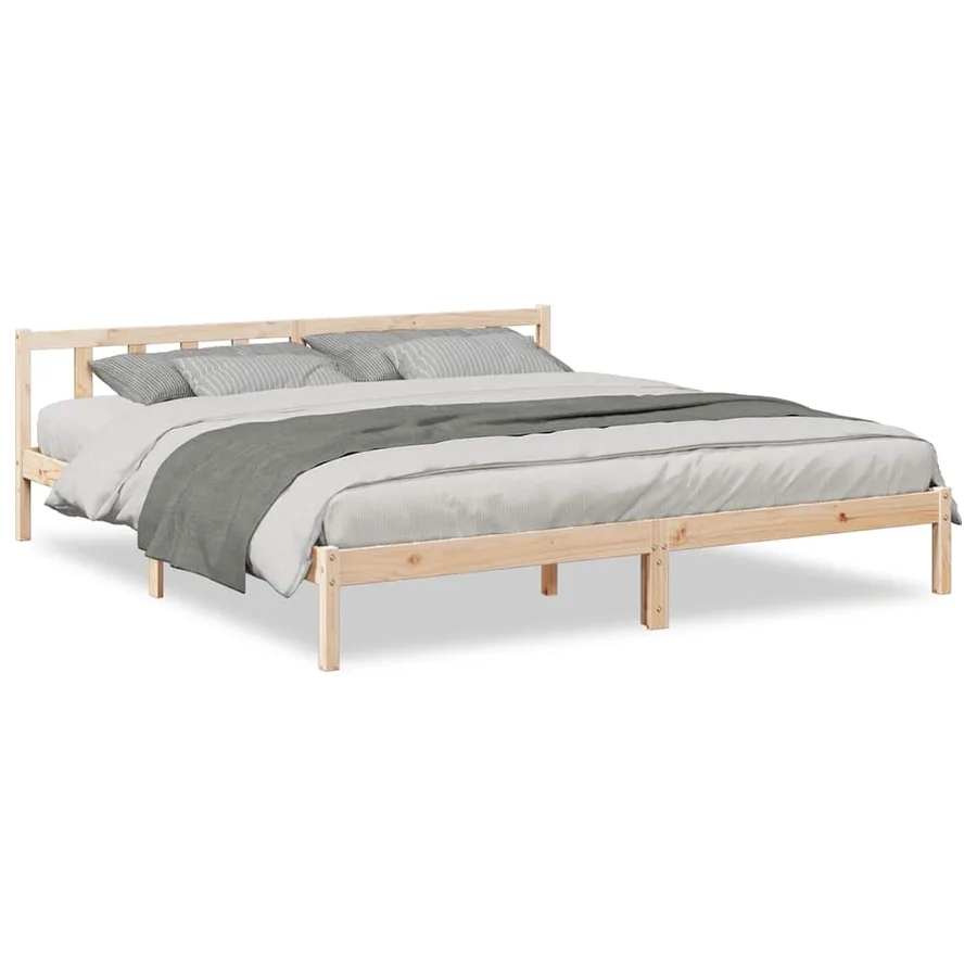 Cadre de lit extra long sans matelas 200x210 cm bois massif pin - 2