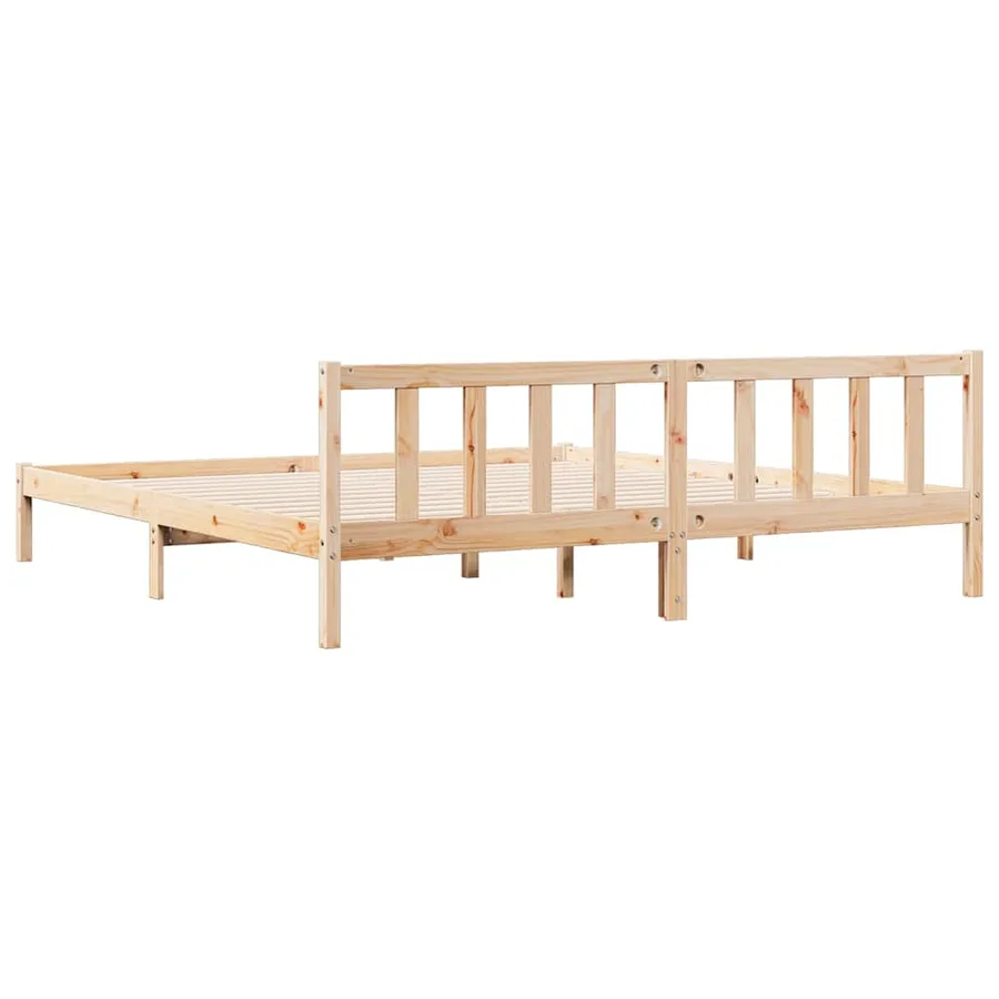 Cadre de lit extra long sans matelas 200x210 cm bois massif pin - 6