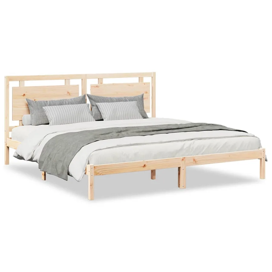 Cadre de lit extra long sans matelas 180x210 cm bois massif - 2