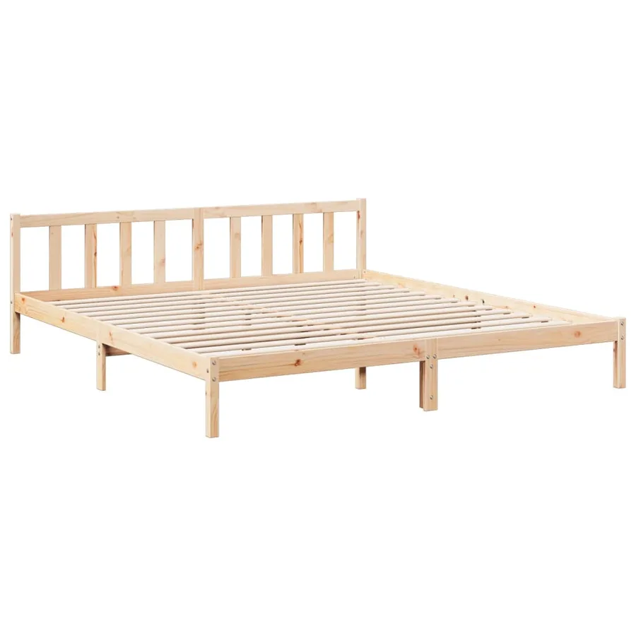 Cadre de lit extra long sans matelas 200x220 cm bois massif pin - 3