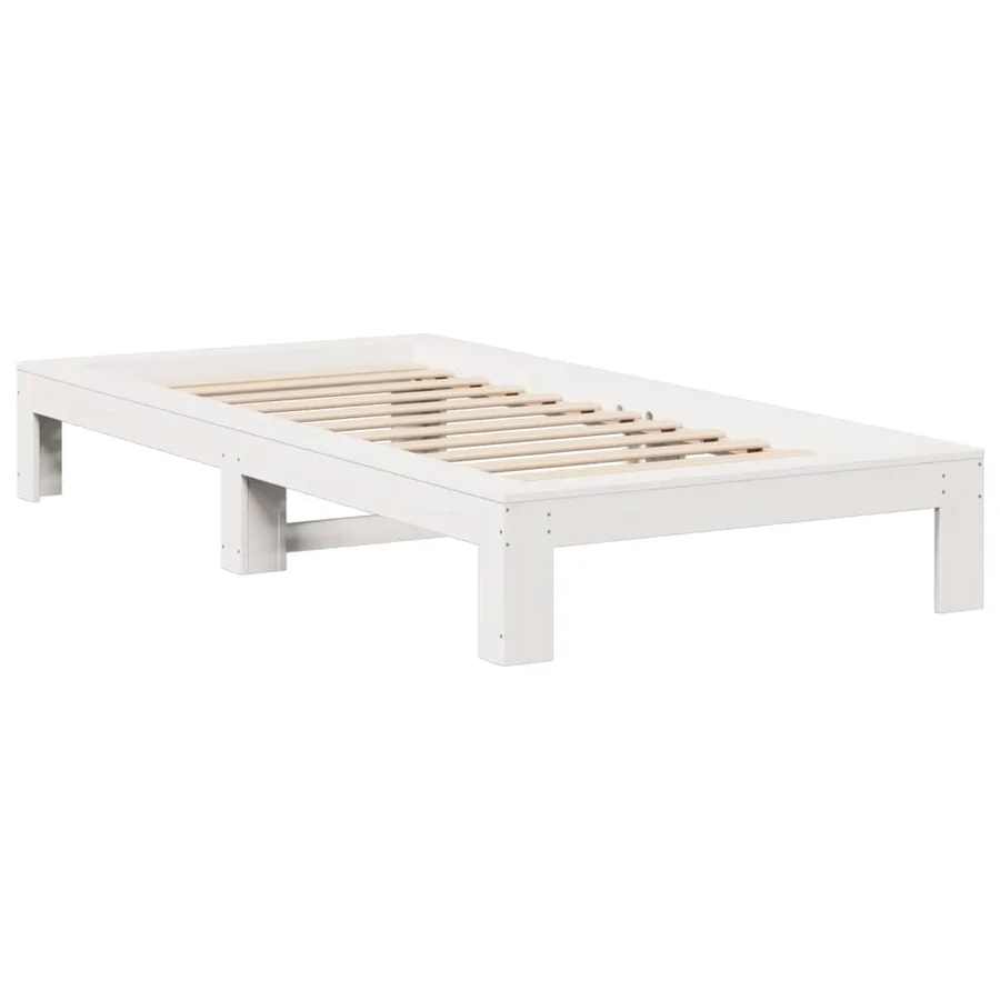 Cadre de lit sans matelas blanc 100x200 cm bois de pin massif - 3
