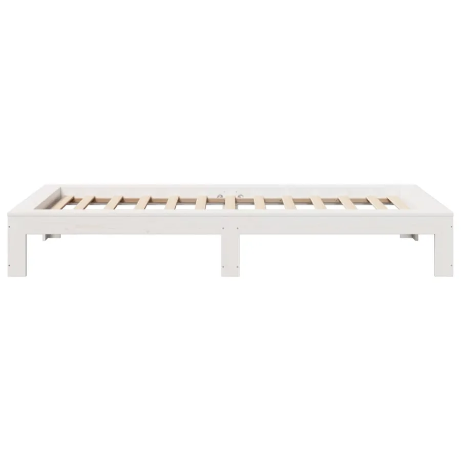 Cadre de lit sans matelas blanc 100x200 cm bois de pin massif - 5