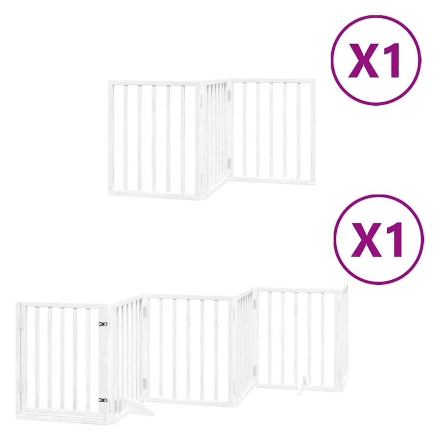 Barrière pour chien porte pliable 9panneaux blanc bois peuplier - 2