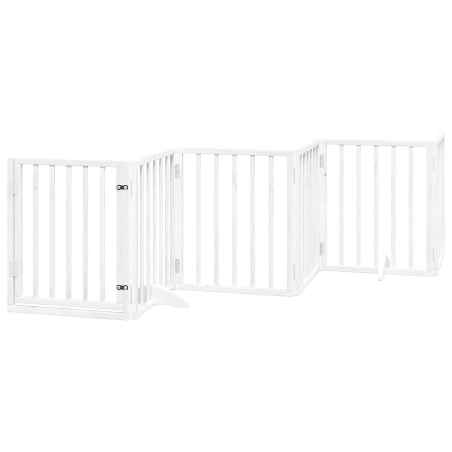 Barrière pour chien porte pliable 9panneaux blanc bois peuplier - 4