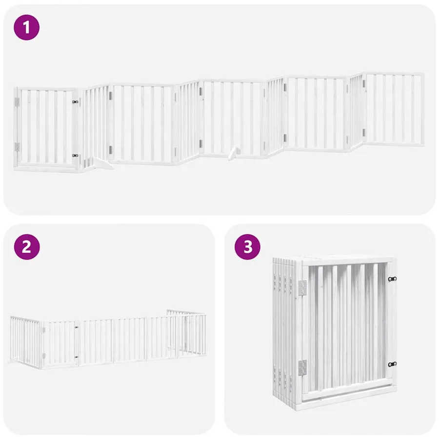 Barrière pour chien porte pliable 9panneaux blanc bois peuplier - 6