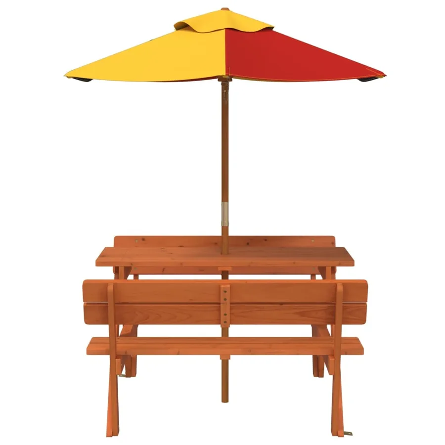 Table de pique-nique pour 4 enfants avec parasol bois de sapin - 3