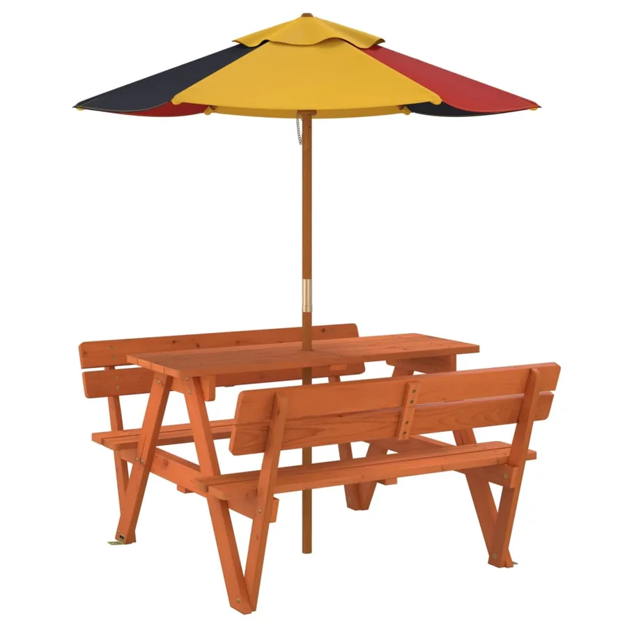 Table de pique-nique pour 4 enfants avec parasol bois de sapin - 5
