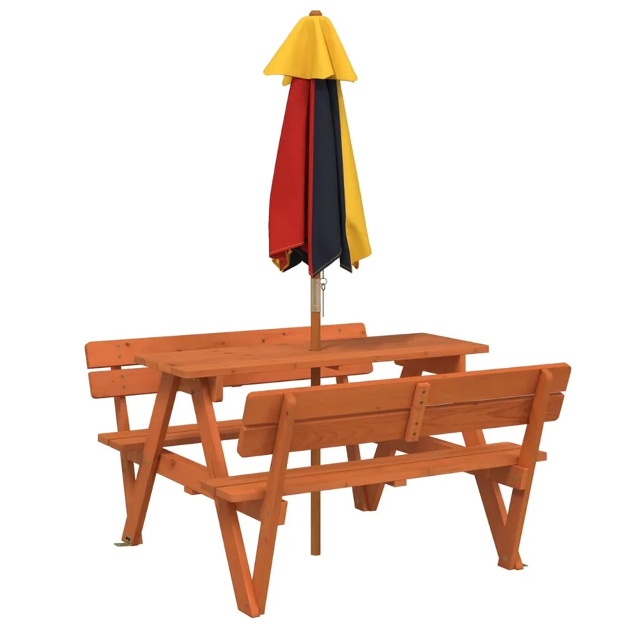 Table de pique-nique pour 4 enfants avec parasol bois de sapin - 6