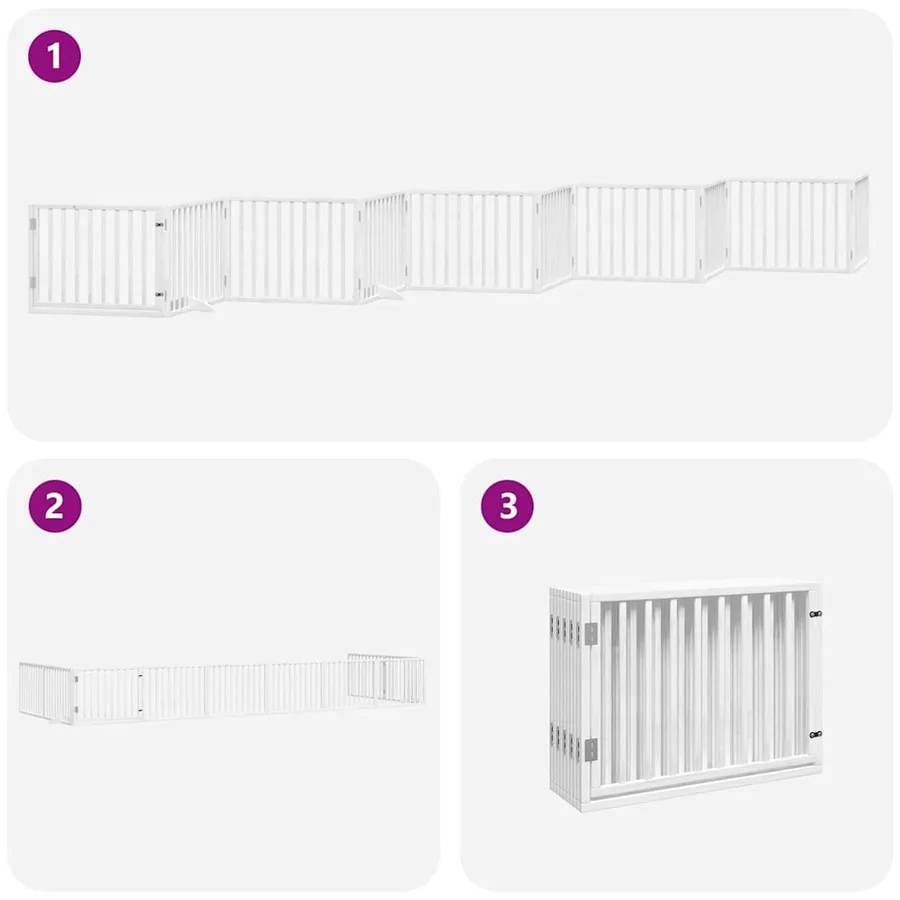 Barrière pour chien porte pliable 10 panneaux bois de peuplier - 5