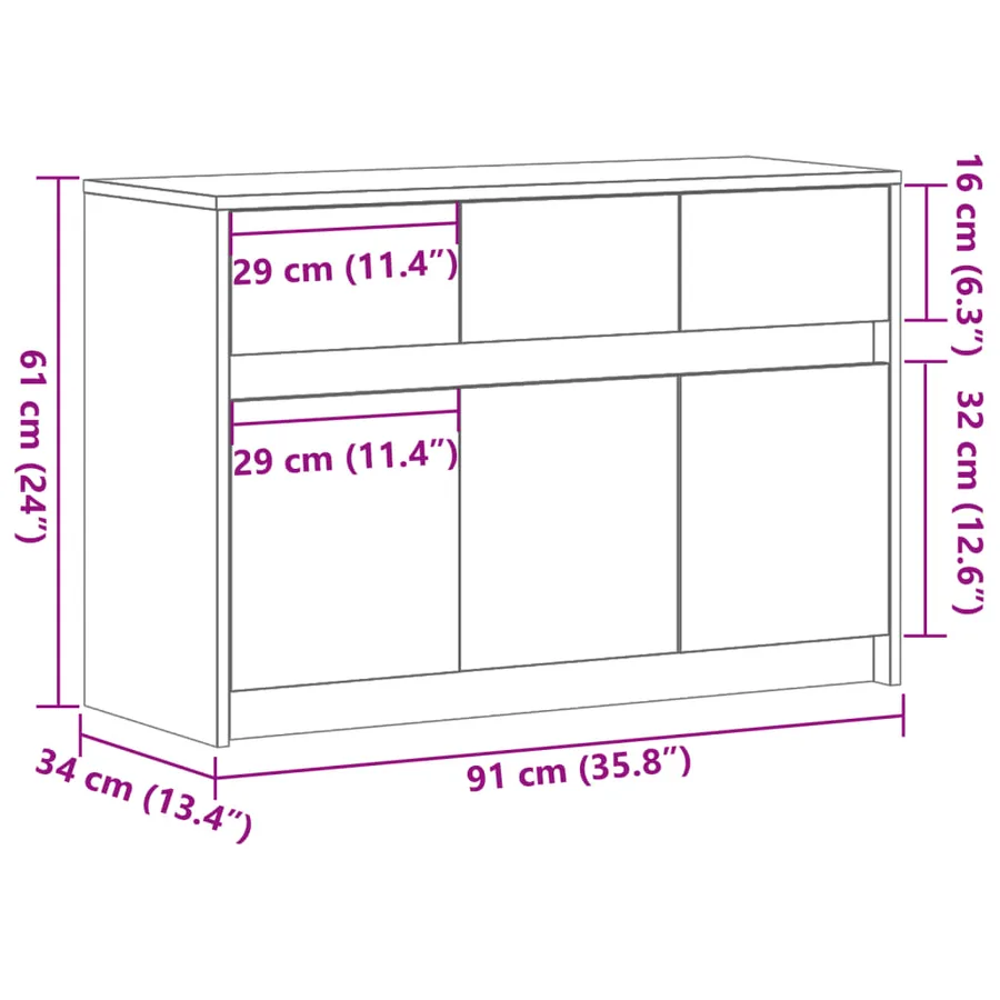 Meuble TV avec LED sonoma gris 91x34x61 cm bois d'ingénierie - 14
