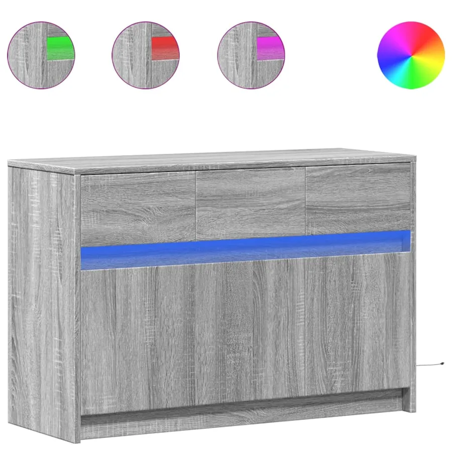 Meuble TV avec LED sonoma gris 91x34x61 cm bois d'ingénierie - 2