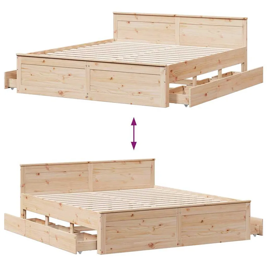 Cadre de lit sans matelas avec tête de lit 180x200 cm bois pin - 10