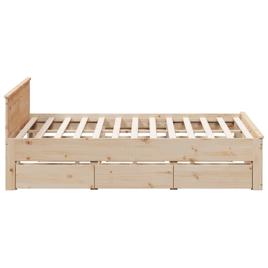 Cadre de lit sans matelas avec tête de lit 180x200 cm bois pin - 5