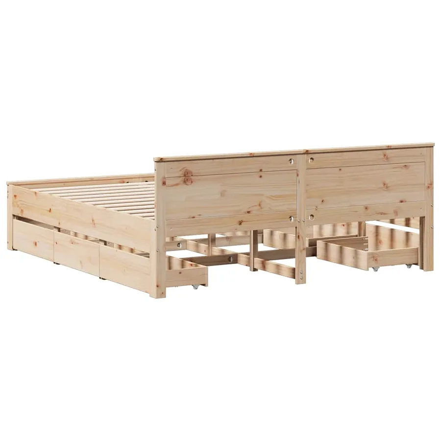 Cadre de lit sans matelas avec tête de lit 180x200 cm bois pin - 6