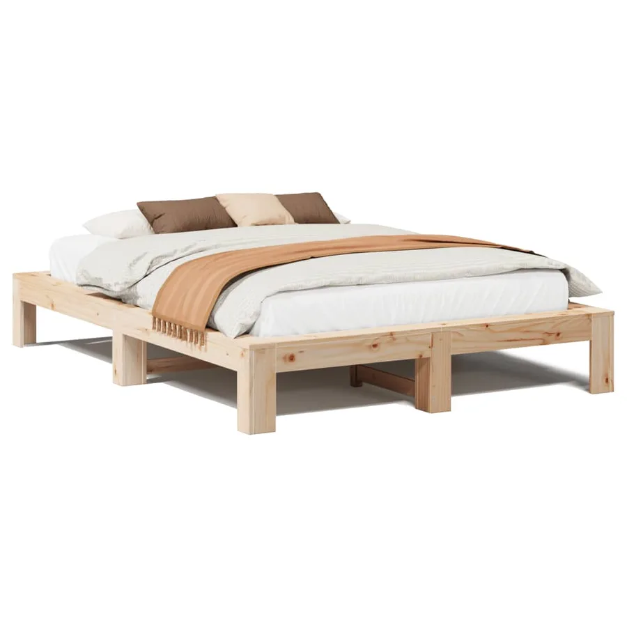 Cadre de lit sans matelas 150x200 cm bois de pin massif - 2