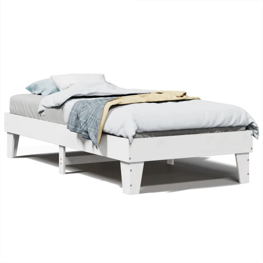 Cadre de lit sans matelas blanc 90x190 cm bois de pin massif - 2