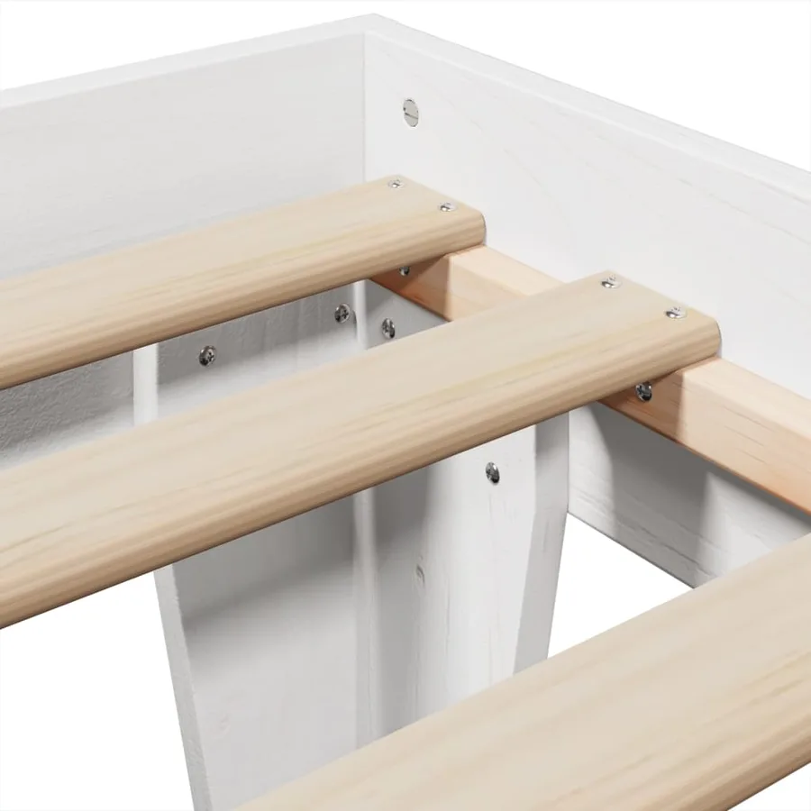 Cadre de lit sans matelas blanc 90x190 cm bois de pin massif - 7