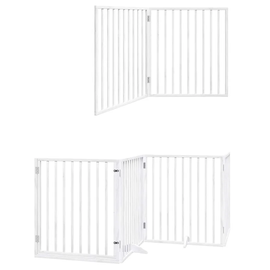 Barrière pour chien porte pliable 12 panneaux bois de peuplier - 12
