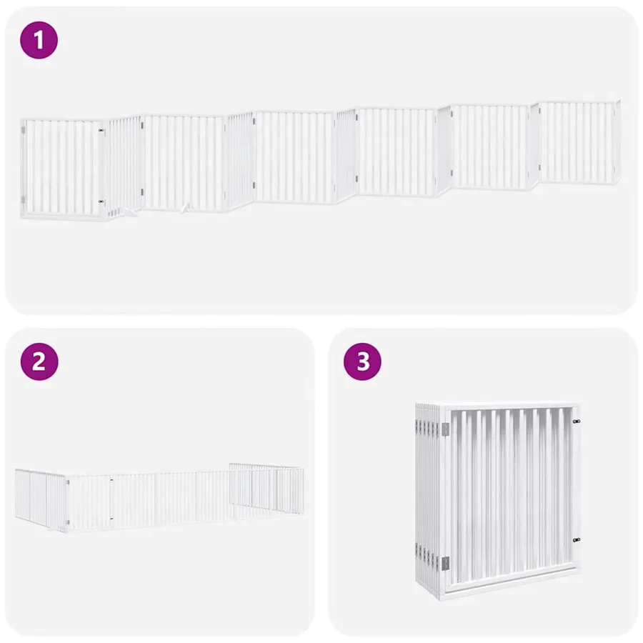 Barrière pour chien porte pliable 12 panneaux bois de peuplier - 5