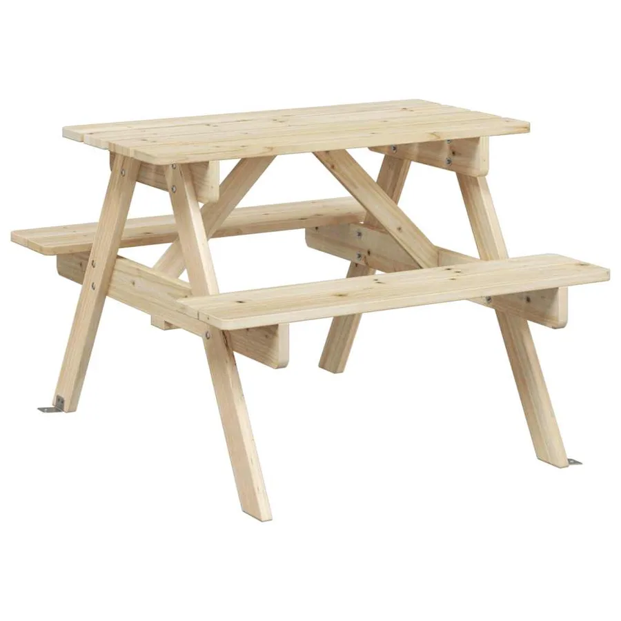 Table de pique-nique pour 4 enfants avec trou de parasol sapin - 2